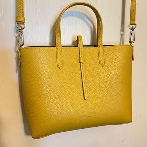 Draper James Reversible Yellow and White/Blue Striped Mini Tote